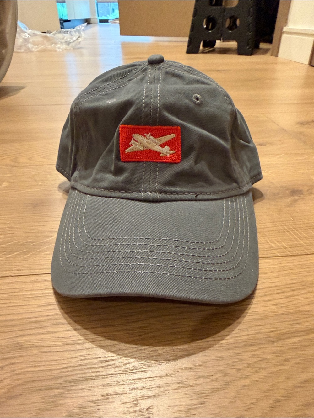 Gray Men's Airplane Patch Baseball Cap